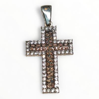 Kreuz. 925 Silber Kreuz Besatz wei&szlig;e Steine (ungepr&uuml;ft) vollst&auml;ndig, Ma&szlig;e 