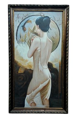 Aktgem&auml;lde Lidia, Motiv R&uuml;ckenansicht, gerahmt, Rahmenma&szlig; ca. 108 x 56,5cm 