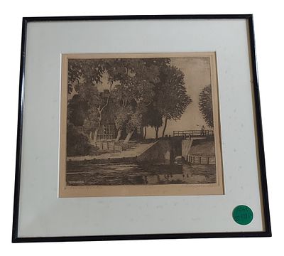 Wedepohl Radierung gerahmt, Rahmenma&szlig; ca. 36 x 38cm, Blatt Ma&szlig; ca. 21,5 x 23cm, u. r. signiert 