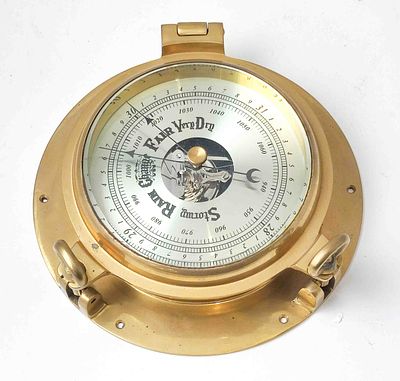 Barometer aus Kapit&auml;nsnachlass, &Oslash; ca. 24cm, H&ouml;he ca. 7,5cm, Sammlerst&uuml;ck aus 