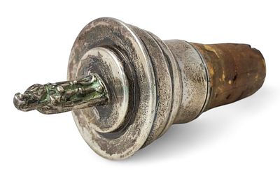 835 Silber Flaschenstutzen . Antiker 835 Silber Flaschenstutzen, Motiv Bremer Roland, H&ouml;he ca. 