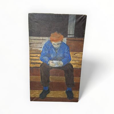Alex Siburney Gem&auml;lde. Siburney, Alex (*1942), &Ouml;l auf Leinwand, Motiv Ins Lesen versunken, u. r. 