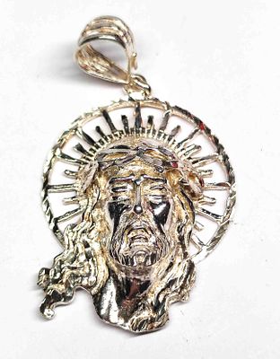 XL 925 Silber Jesus Anh&auml;nger . Gro&szlig;er massiver 925 Silber Jesus Anh&auml;nger in 3D Ausf&uuml;hrung, Ma&szlig;e 