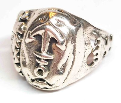 Maritimer Danzig 800 Silber Ring punziert Frauenkopf, PS sowie weitere, unleserl. Punzen, &Oslash; 