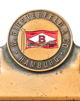 Klemmbrett Biesterfeld & Co., Hamburg . Antikes Messing Klemmbrett Wilhelm Biesterfeld 