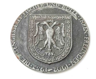 Antikes Plakette Fische & B&uuml;lle . Antikes Plakette Fische &amp; B&uuml;lle Bremen, zum Jubil&auml;um 1952 