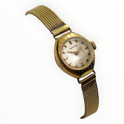 Vintage Zentra Armbanduhr Handaufzug, Golddouble, &Oslash; Geh&auml;use ohne Krone ca. 16mm, Handaufzug 