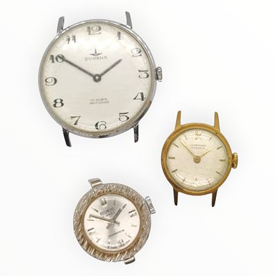 Lot Vintage Uhren . Lot Vintage Uhren, 3 Stk., 1x Belmore 17 Jewels Swiss Made, &Oslash; ohne Krone ca. 