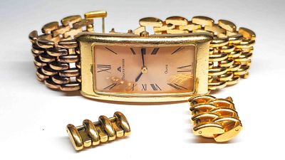 Maurice Lacroix Armbanduhr . Maurice Lacroix Uhr, Armbanduhr, vergoldet, Geh&auml;use ca. 22 x 45cm 