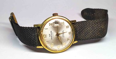 Mf Fischer Armbanduhr, 17 Rubis, Handaufzug mit Datumsanzeige, &Oslash; Geh&auml;use (ohne Krone) ca. 33mm, 