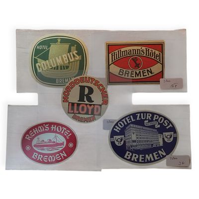 Lot antike Bremer Hotelwerbung, mit dabei u. a. Hillmanns Hotel Bremen, Norddeutscher Lloyd 