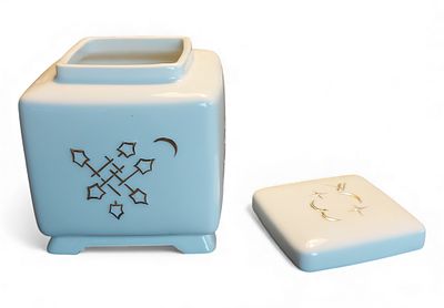 Antike Kaffee HAG Porzellan Dose, Ma&szlig;e ca. &Ouml;ffnung ca. 11,5 x 11,5cm, H&ouml;he ca. 12cm, unbest. 