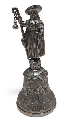 Tischglocke Santiago de Compostela. Tischglocke versilbert Motiv Santiago de Compostela, H&ouml;he 