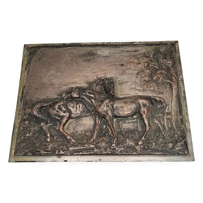 Antikes Pferde Reliefbild, Ma&szlig;e ca. 28 x 21cm, deutliche Altersspuren mit orig. Patina 
Interne 