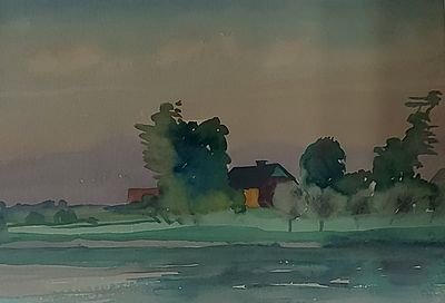 Rudolf Schloen Aquarell. Rudolf Schloen (1917 - 1999) Aquarell hinter Glas gerahmt, Motiv 