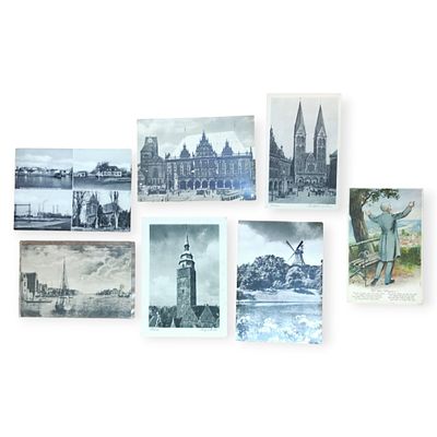 Lot antike Bremer Postkarten insg. 7 Stk., mit dabei u.a. Bremer Ansgarikirche, Wallm&uuml;hle 