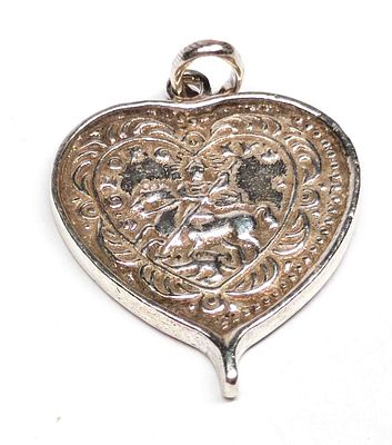 BAS 925 Silber Sakral Anh&auml;nger . BAS 925 Silber sakraler Anh&auml;nger Herzform mit Georg dem 