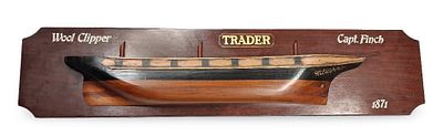 Gro&szlig;es Halbmodell Wool Clipper. Halbschiff aus Holz gefertigt, Modell Wool Clipper, Ma&szlig;e ca. 107 