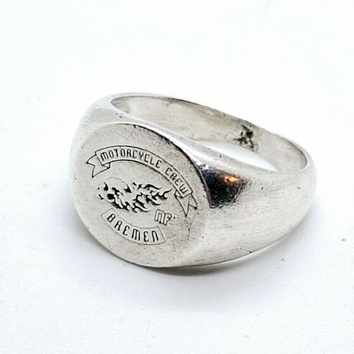 925 Silber Biker Ring "Motorcycle Crew Bremen" &Oslash; Ring ca. 21mm 
Interne Nummer: A0345800103