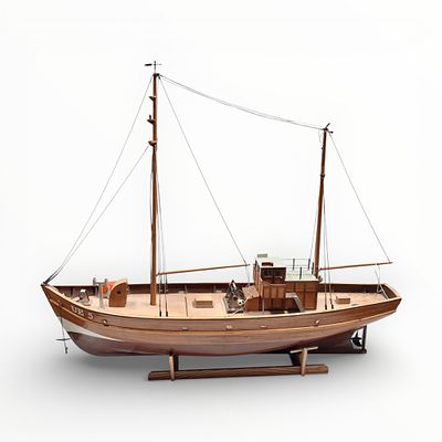 XL Model Holz Boot . XL Model Boot Kutter "UE5 Antje 2 in Uesen" auf St&auml;nder, L&auml;nge ca. 100cm 