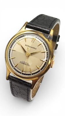 Antike Borgwart Armbanduhr Handaufzug Sekundenzeiger Lederarmband, l&auml;uft an, sehr gut erhaltenes 