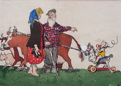 Аминадав Каневский. Иллюстрация к журналу "Крокодил" № 25. 1898-1976. 30х40 Экспертиза по 