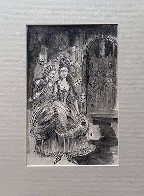 Тамара Кафенгауз. Иллюстрация к поэме «Пиковая дама» А. С. Пушкина. 1930-40-е. Бумага, смешанная 