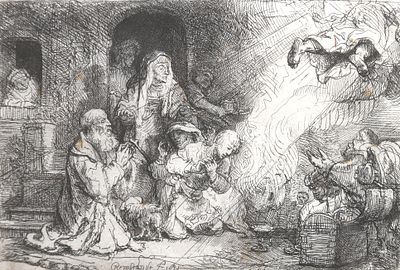 Rembrandt van Rijn (1606-1669), 'The angel leaves the family of Tobias' (1641) (B/ W&B 43 & NHD 