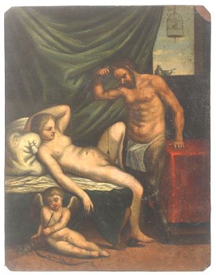 Italian school, 18th century, after Agostino Carracci (1557-1602), 'Venus and a Satyr with 