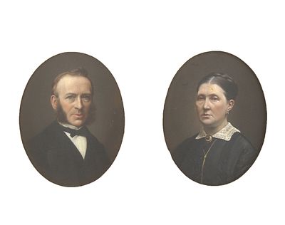 Pieter Alardus Haaxman (1814-1887), Two 'Portraits of a Married Couple' The male portrait is 
