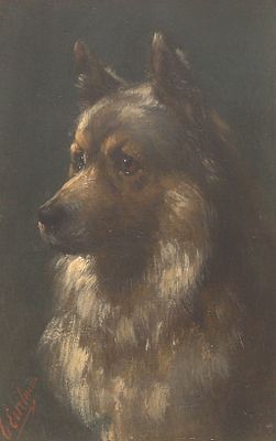 Otto Eerelman (1839-1926), 'Portrait of an Alsatian' Signed ‘O. Eerelman’ lower left. Oil on 