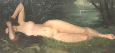 Georges Hanssens (19th/20th century), 'Reclining Nude by a Lake' Signed ‘G. Hanssens’ and dated 