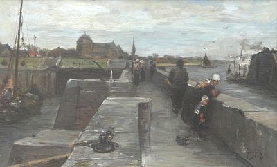 Jan de Jong (1864-1901), 'Harbor view at Veere' Signed ‘Jan de Jong’ and dated ‘97’ lower 