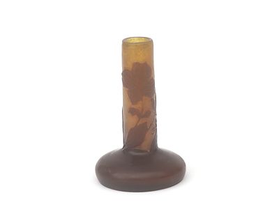 Émile Gallé (1864-1904) A cylindrical cameo glass vase with a wide foot, decorated with a 