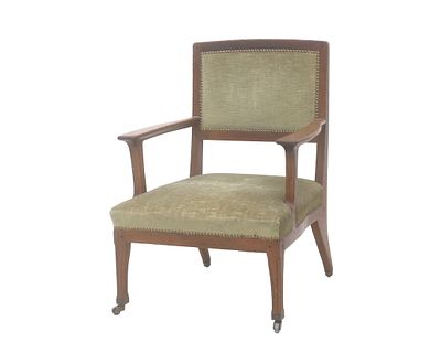 Jacob Pieter van den Bosch (1868-1948) An oak armchair with green velvet upholstery, designed 