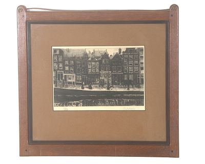 Jacob Pieter van den Bosch (1868-1948) An oak frame with a coromandel inner molding and ebony 