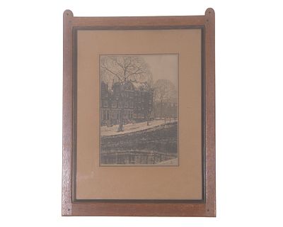 Jacob Pieter van den Bosch (1868-1948) An oak frame with a coromandel inner molding and ebony 