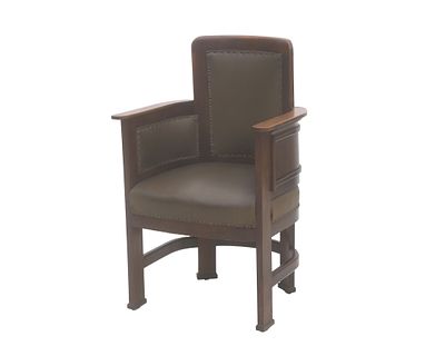 Hendrik Petrus Berlage (1856-1934) A teak armchair with coromandel moldings from the meeting 