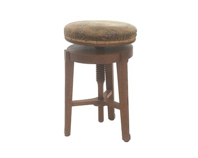 Nieuwe Kunst A height-adjustable piano stool with original tripod upholstery, design and 
