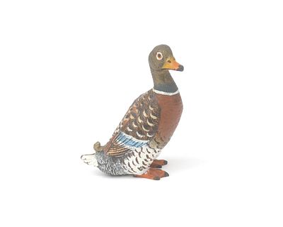 Franz Xavier Bergman, Wenen (1861-1936) A cold painted bronze sculpture of a duck. At the 