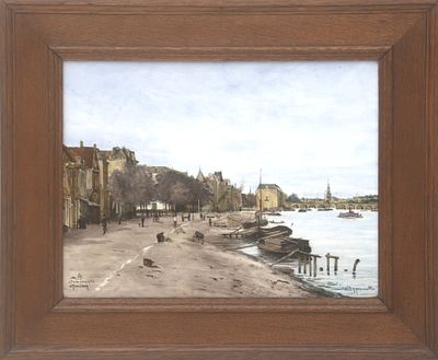 N.V. Plateelbakkerij Zuid-Holland, Gouda A polychrome earthenware decorative tile depicting an 