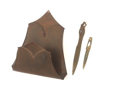 Amsterdamse School A hammered patinated copper Amsterdam School letter hanger decorated with 