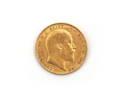 A gold coin, sovereign, King Edward VII, United Kingdom, 1909 Front: portrait Edward VII 