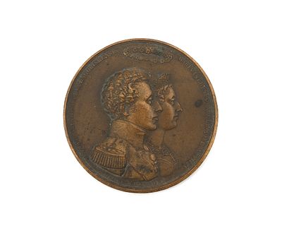 A bronze commemorative medal on the occasion of a royal wedding, France, 1799 A medal struck on 