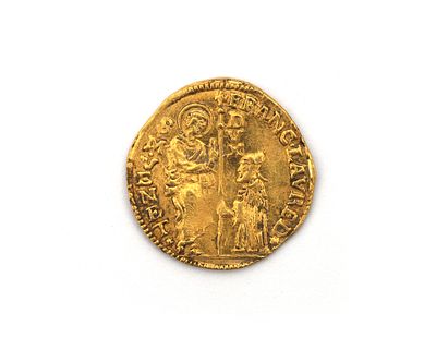A gold coin, 1 zecchino, Francesca Lauredano, Italy, Republic of Venice, 1752-1762 Front: the 