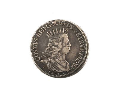 A silver coin, Cosimo III de Medici (1670-1723), Italy, Livorno, 1683 Front: Cosimo III 