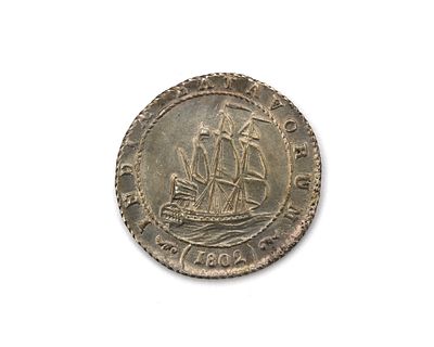 A silver coin, a 'ships' guilder, Batavian Republic, Indonesia, former Dutch East Indies, 1802 