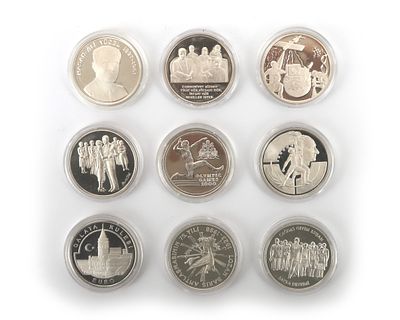 A lot of nine silver coins, Turkey, late 20th century (9) Released to mark 75 years of the 