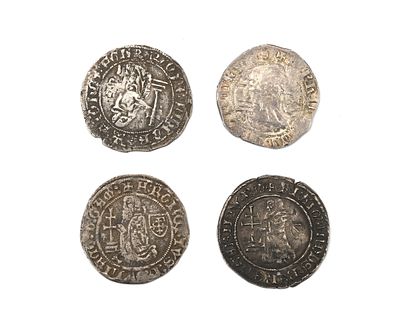 A lot of four silver coins, Rhodes, Greece, 14th century Gigliato. H.J. Johanniter Order 