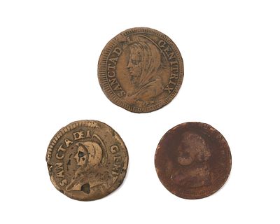 A lot with three coins, 2.5 and 5 baiocchi, Vatican, 18th century (3) Front: portrait of the 